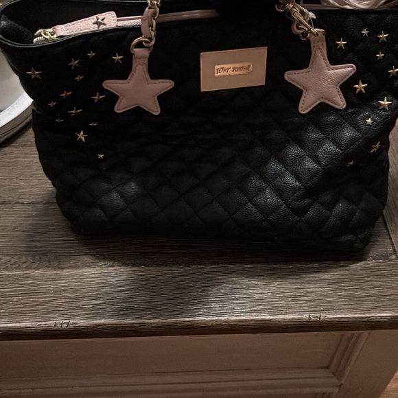 Betsey Johnson Black and Pink Tote with Star Charms - Picture 11 of 15
